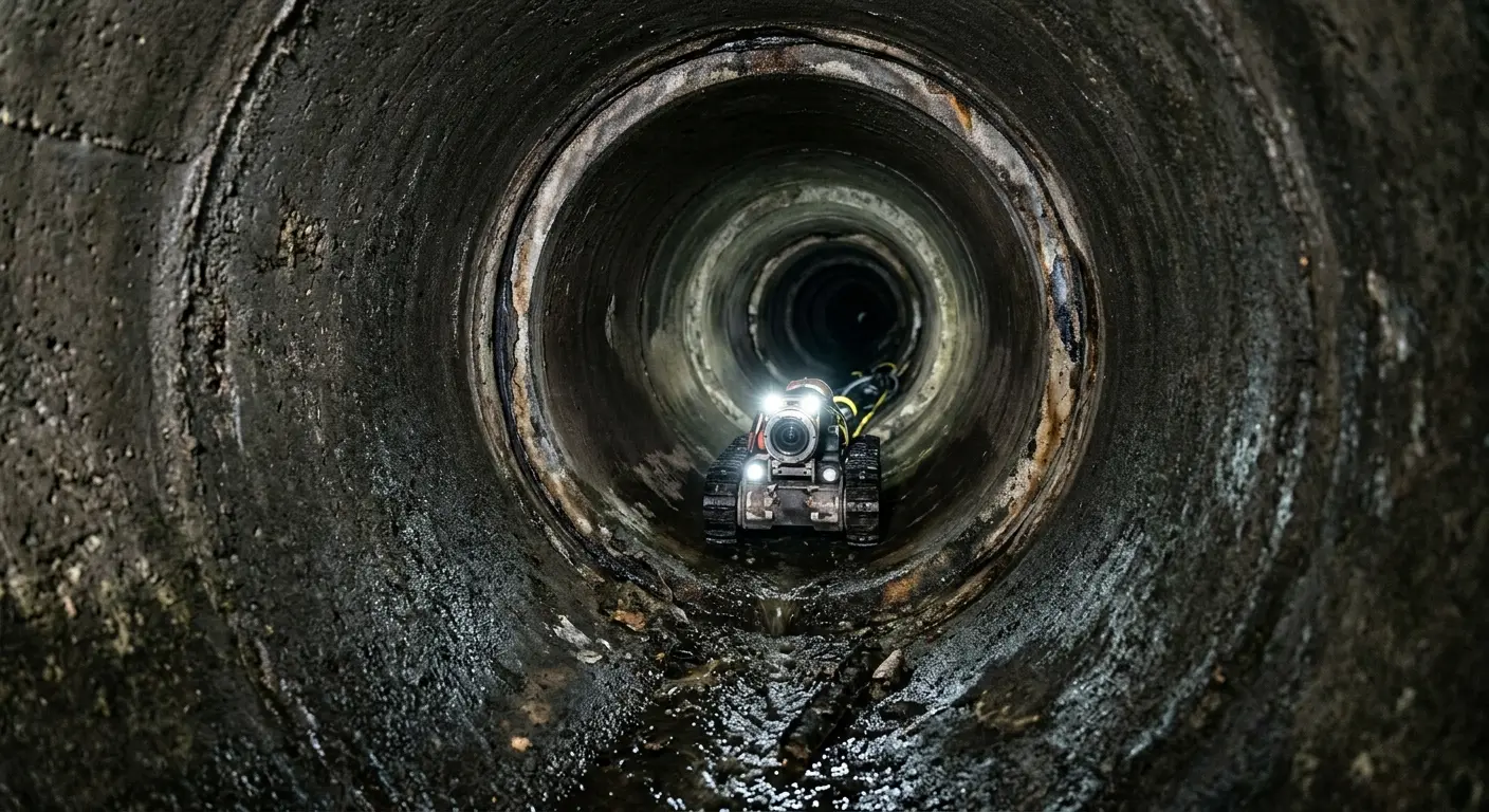 Robotic sewer camera inspecting pipe interior for Drain Snake Service in Monterey